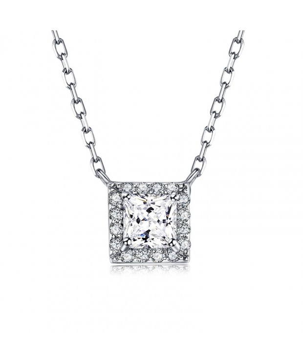 Princess Zirconia Pendant Necklace Sterling