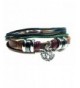 Lotus Flower Charm Leather Bracelet