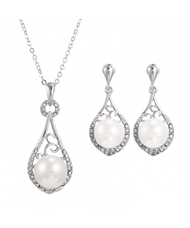 Teardrop Mermaid Pearl Necklace Earrings