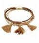 Multi Strand Gold Tone Magnetic Bracelet Tassels