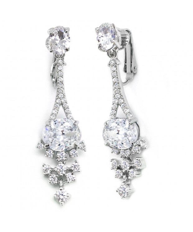 Sparkly Bride Earrings Cluster Rhodium