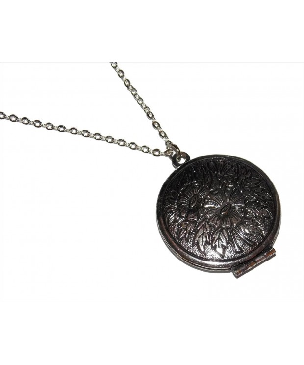 Flower Photo Locket Necklace Antiqued