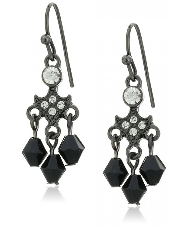 1928 Jewelry Black Tone Crystal Earrings