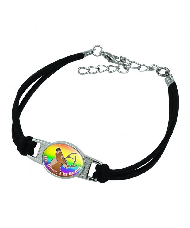 Rainbow Lesbian Novelty Leather Bracelet