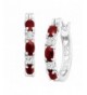 Platinum Plated Natural Garnet Earrings Diamonds