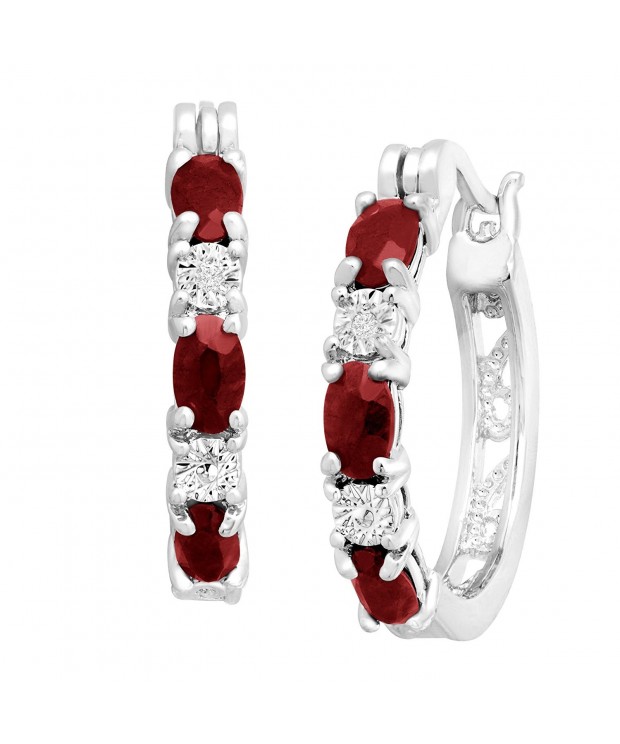 Platinum Plated Natural Garnet Earrings Diamonds