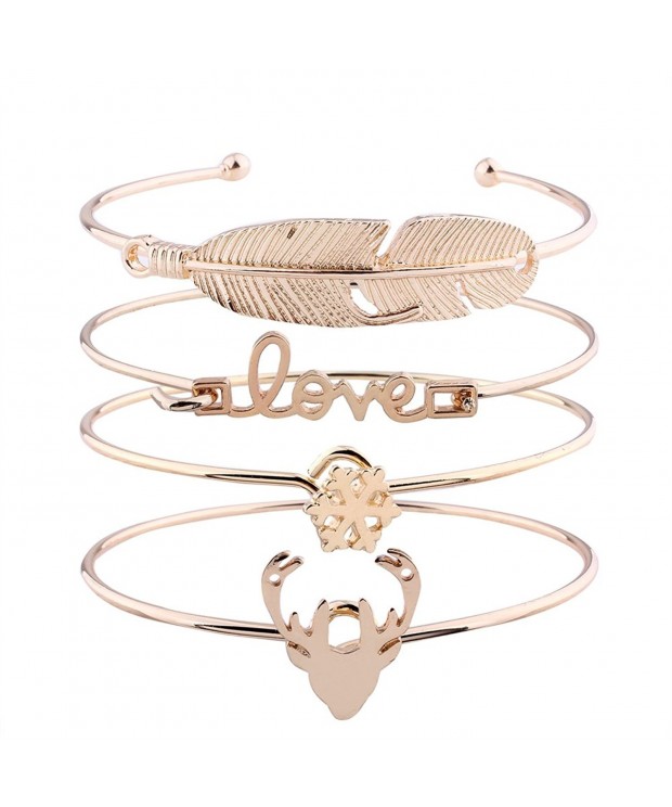 4PCS Flower Bracelets Bangle Women