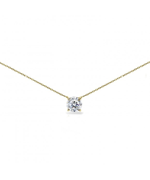 Flashed Sterling Solitaire Necklace Swarovski