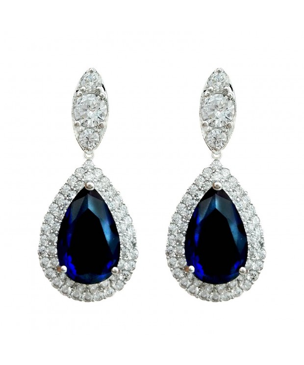 SELOVO Teardrop Sapphire Earrings Zirconia