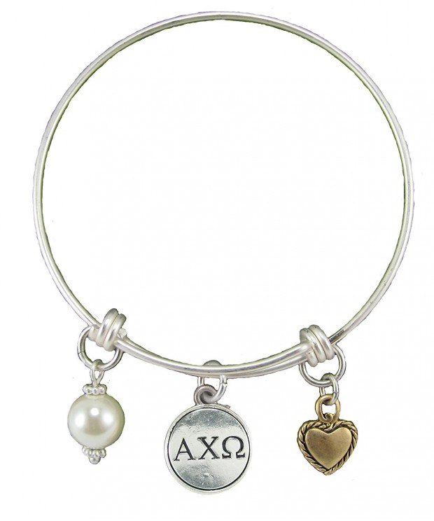 Sorority Adjustable Silver Bangle Bracelet