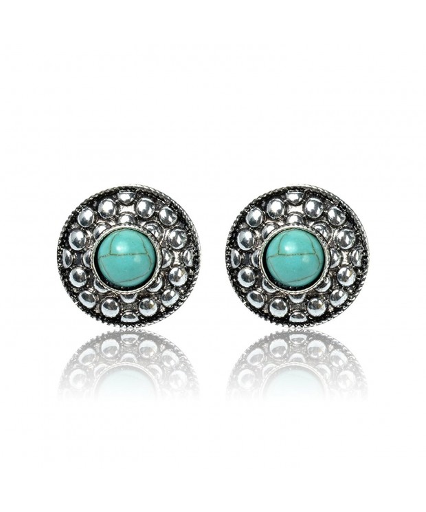 Antique Simulated Turquoise Teardrop Earrings