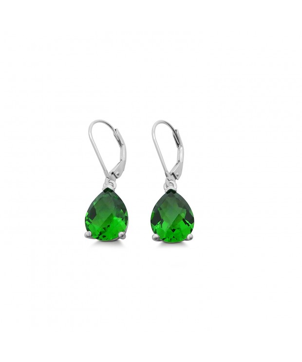 Helenite Pear Leverback Earrings Sterling