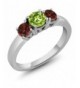 Peridot Garnet Sterling Silver 3 Stone