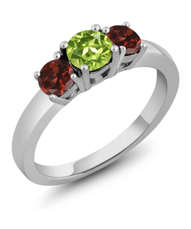 Peridot Garnet Sterling Silver 3 Stone