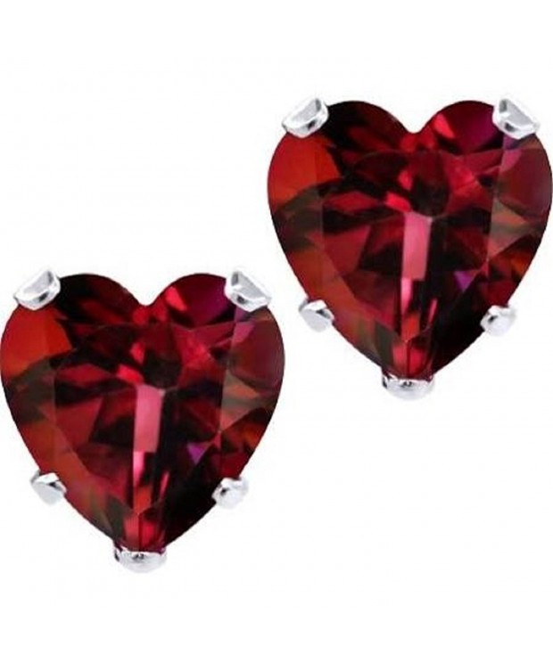 Simulated Garnet Shaped Sterling Earrings