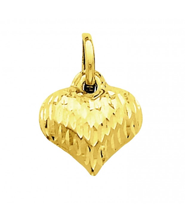 Yellow Diamond cut Puffed Heart Charm