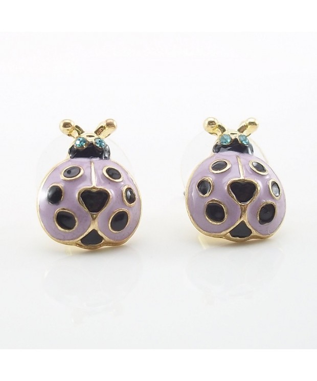 DaisyJewel Lilac Ladybug Stud Earrings