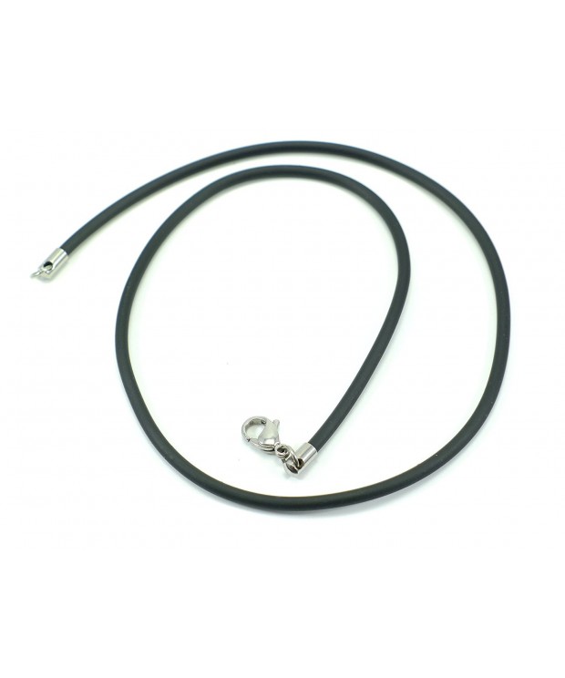 BLACK RUBBER NECKLACE CHAIN STAINLESS