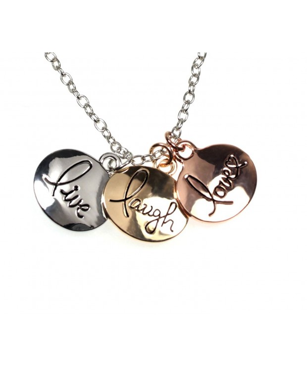 LAUGH Three tone Heart Message Necklace