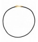 Plated Thick Black Leather Necklace