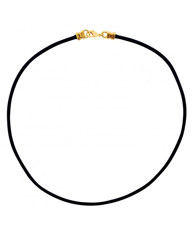 Plated Thick Black Leather Necklace