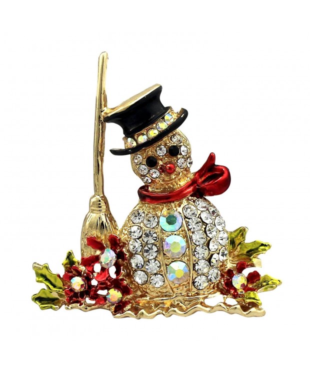 SELOVO Snowman Austrian Crystal Brooch