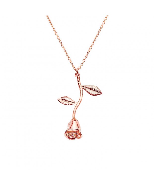 Rose Pendant Necklace Silver Jewelry
