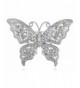 Alilang Silvery Rhinestone Filigree Butterfly