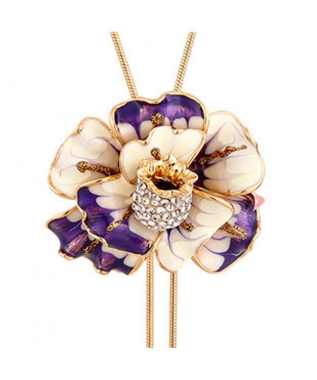 Enamel Flower Pendant Necklace Adjustable