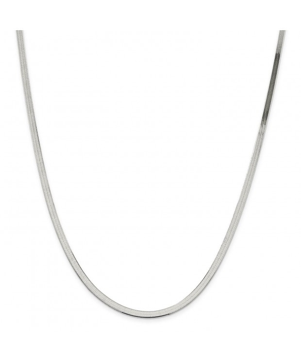 Sterling Silver Polished Herringbone Necklace