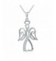 Winged Diamond Pendant Necklace Sterling Silver