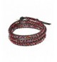 Deep Red Fashion Crystal Cotton Rope Leather Bracelet