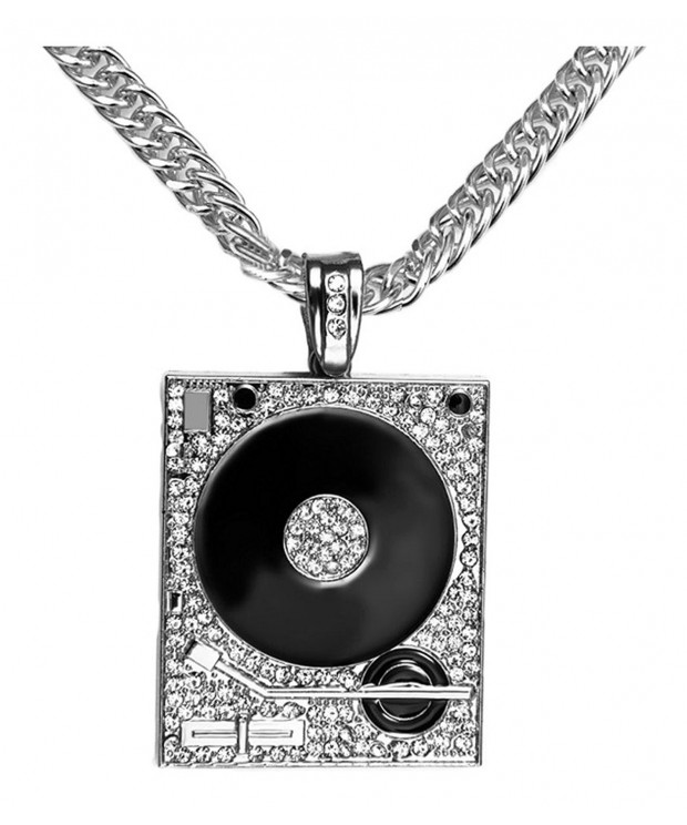 phonograph pendant necklace stainless titanium