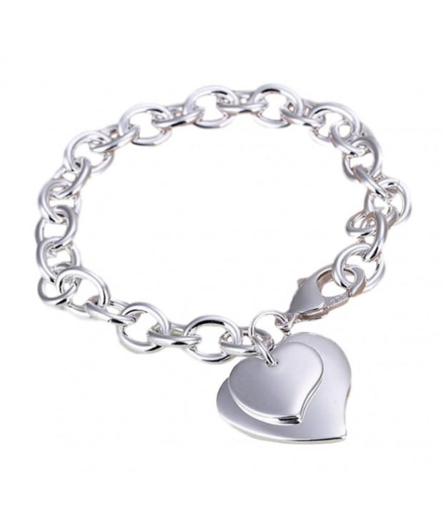 Silver Heart Charm Bracelet Adjustable