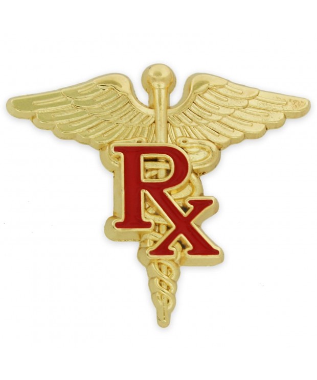 PinMarts Gold Caduceus Enamel Lapel