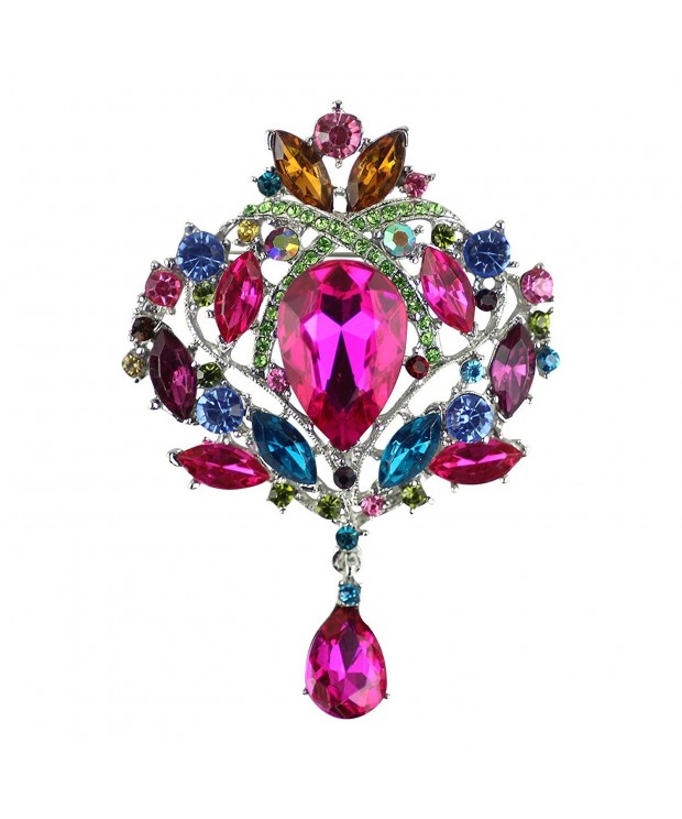 Merdia Created Crystal Brooch Teardrop