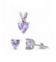 Solitaire Earrings Simulated Amethyst Sterling