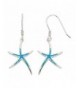 Sterling Created Starfish Dangling Earrings