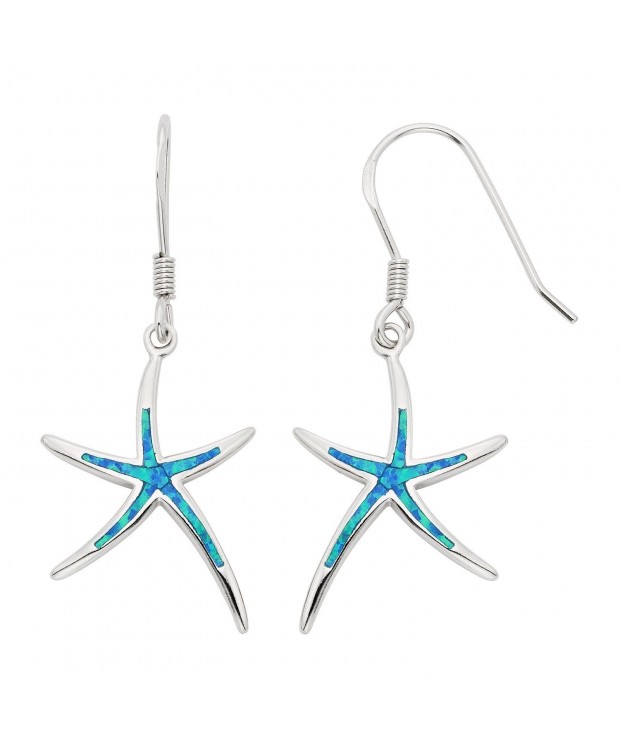 Sterling Created Starfish Dangling Earrings