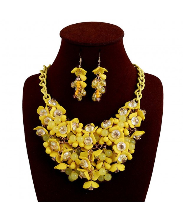 Kexuan Fashion Statement Necklace yellow earrings