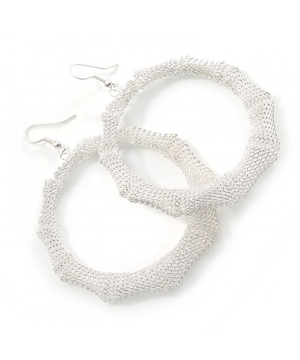 Large Mesh Earrings Light Silver