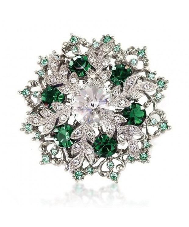 Snowflake Brooch Emerald Green Colour Crystal