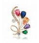 Silver Colorful Zirconia Crystal Flower