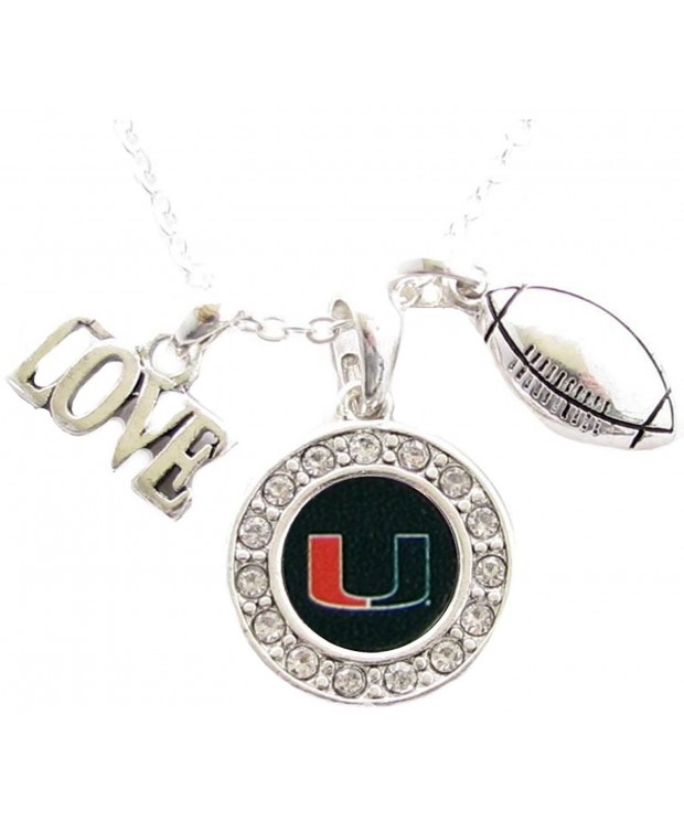 Hurricanes Football Silver Necklace Jewelry