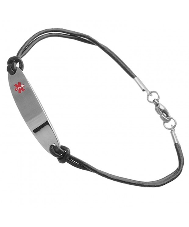 Medical Stainless Leather Bracelet Engravable