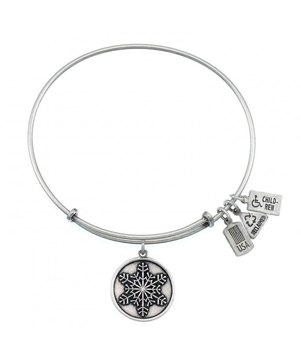 Snowflake Charm Bangle Silvertone Finish