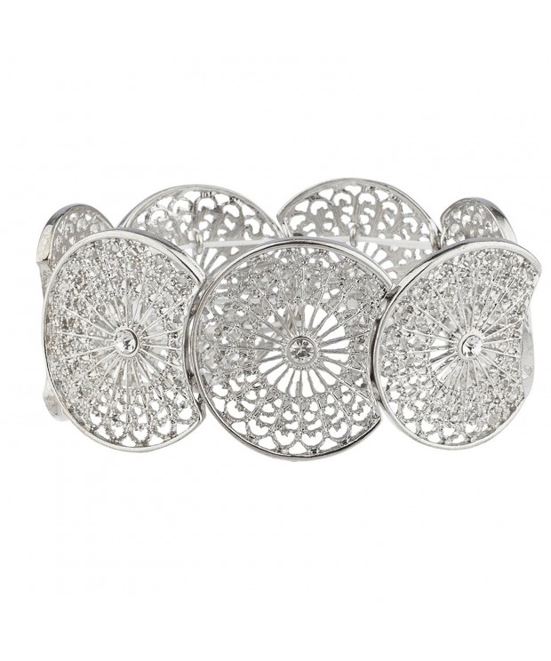 Lux Accessories Silvertone Filigree Rhinestone