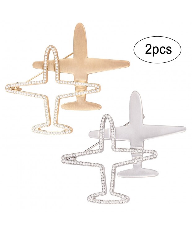 Ginasy Rhinestone Accessory Airplane Silver