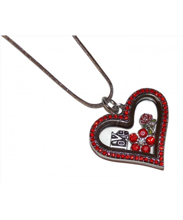 Red Heart Floating Locket Necklace