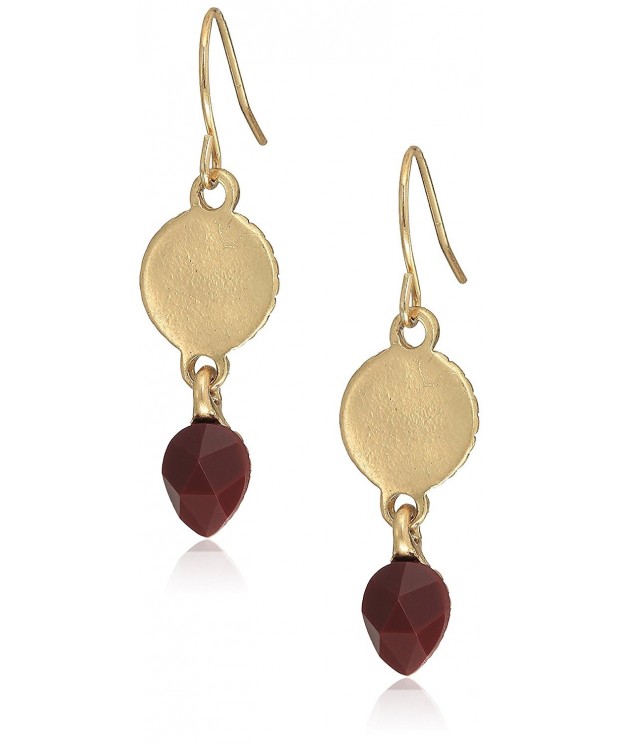 Circle Color Burgundy Drop Earrings